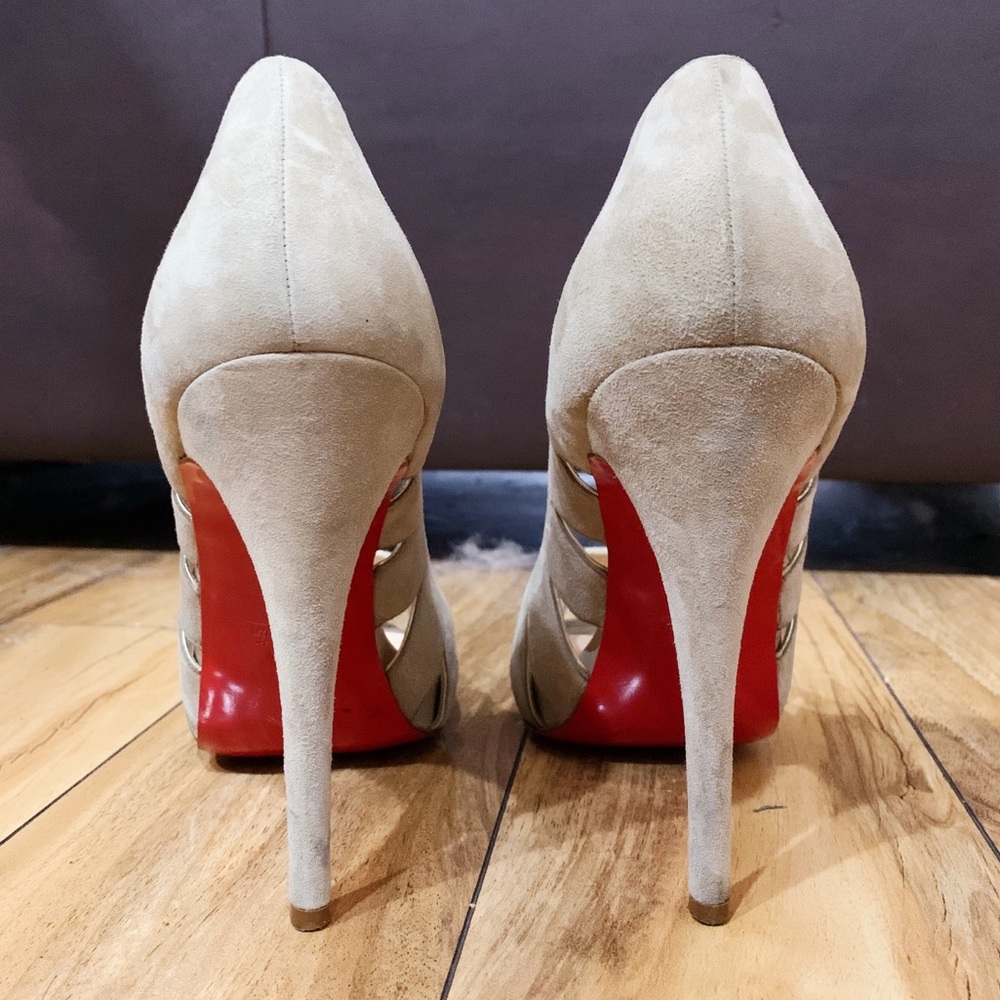Well Loved Suede Peep Toed Louboutins